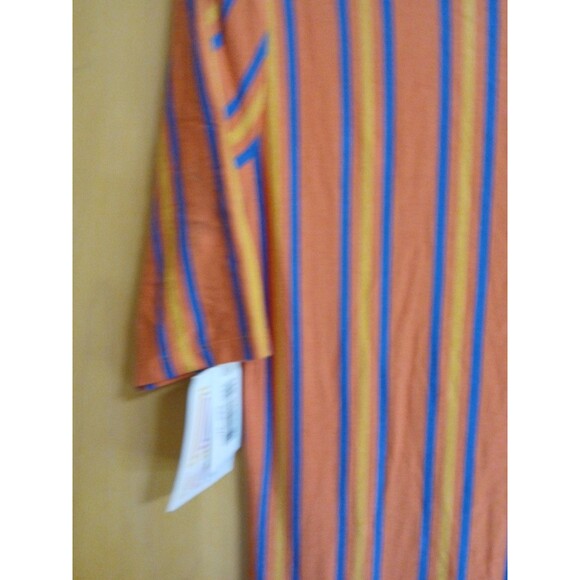 LuLaRoe Julia Bodycon Orange/Blue/Yellow Stripped Dress Womens 2XL - Picture 13 of 16